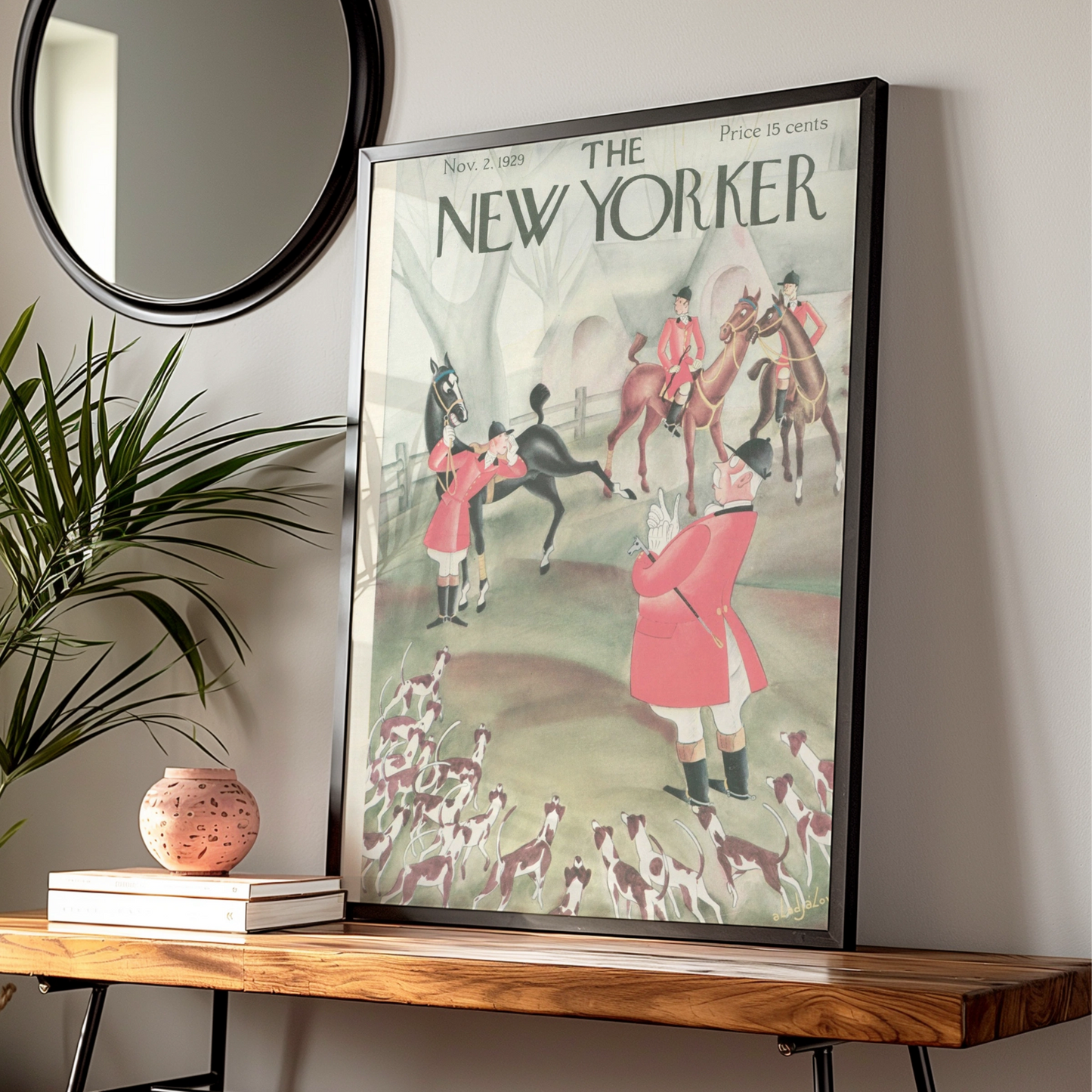 The New Yorker 1929 Fox Hunt Cover Poster, Vintage Equestrian Wall Art Print