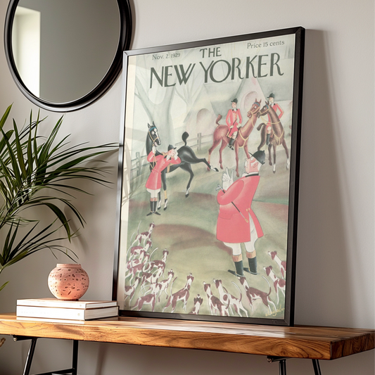 The New Yorker 1929 Fox Hunt Cover Poster, Vintage Equestrian Wall Art Print