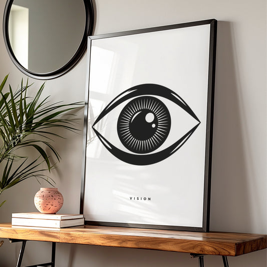 Vision Eye Print, Monochrome Wall Art, Minimalist Black and White Poster, Gallery Wall Decor