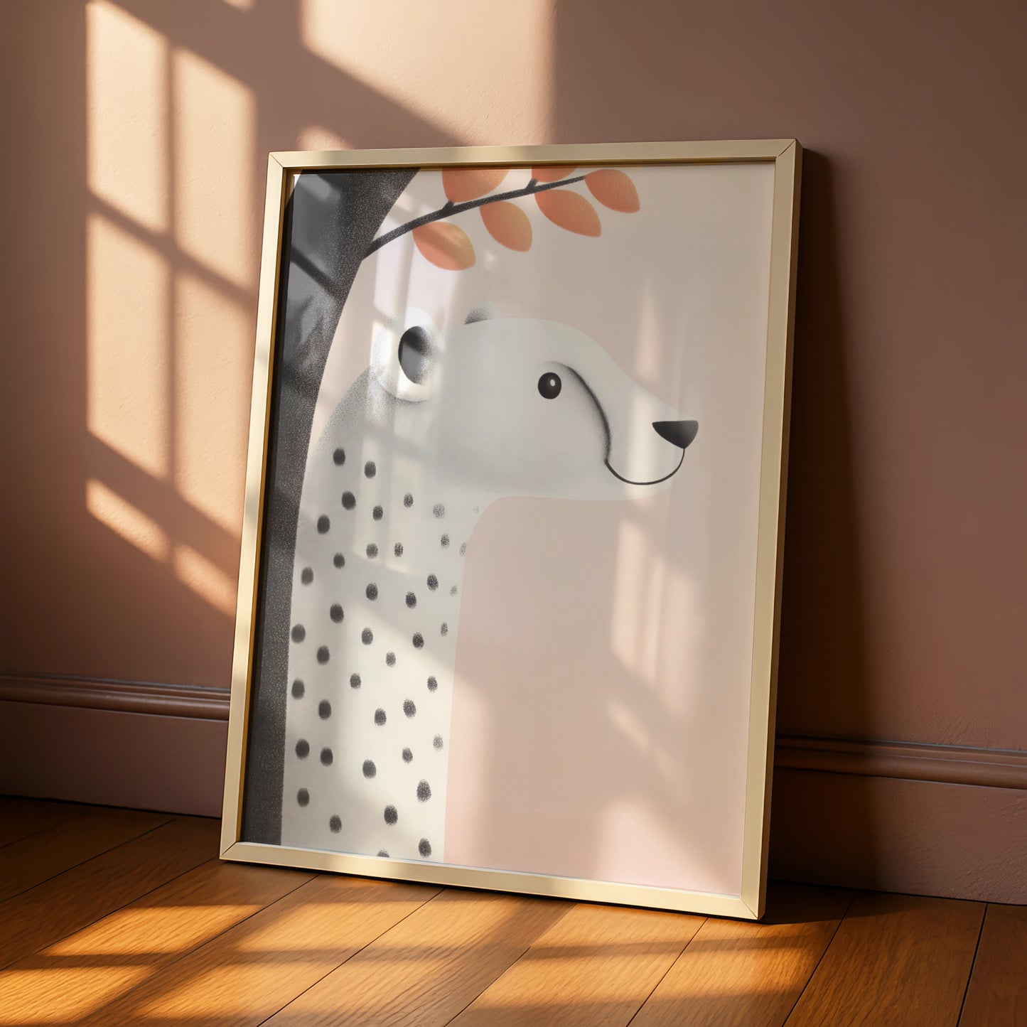 Polar Bear Nursery Wall Art, Cute Bear Print, Baby Girl Room Poster, Pink Nursery Decor