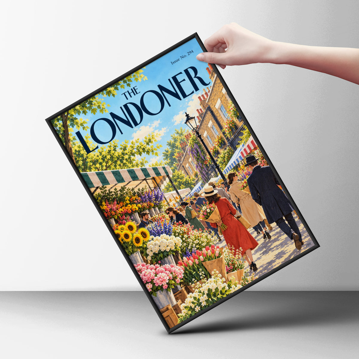 The Londoner Flower Market Poster, London Street Scene Wall Art, Spring Floral Magazine Cover Print