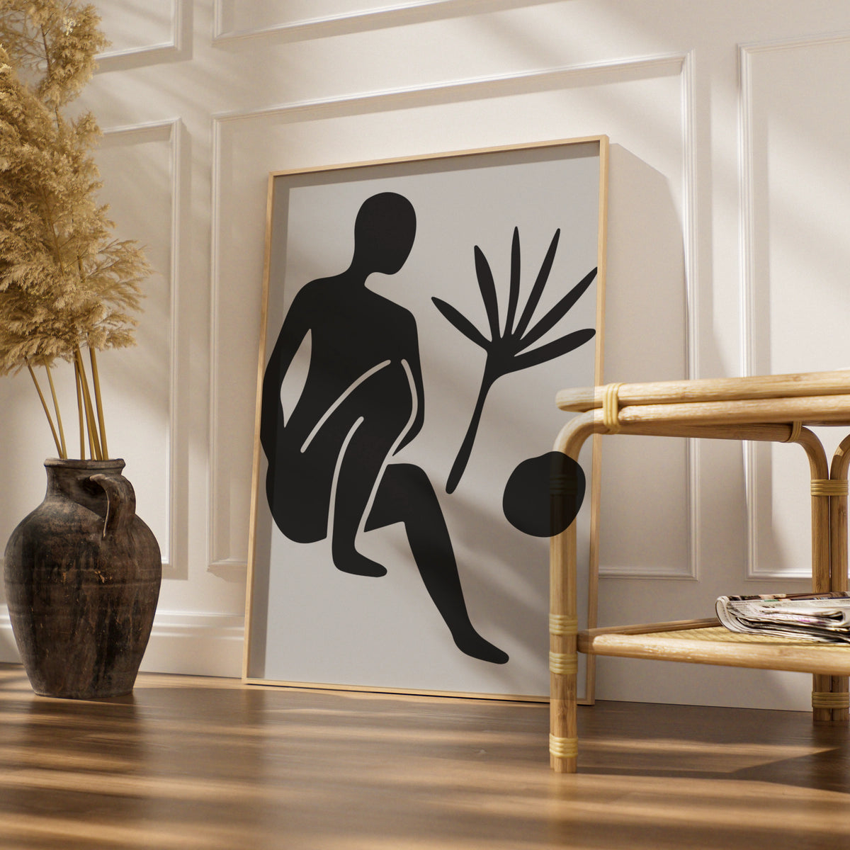 Henri Matisse Black Figure Poster, Abstract Body Art Print, Minimalist Grey Wall Art