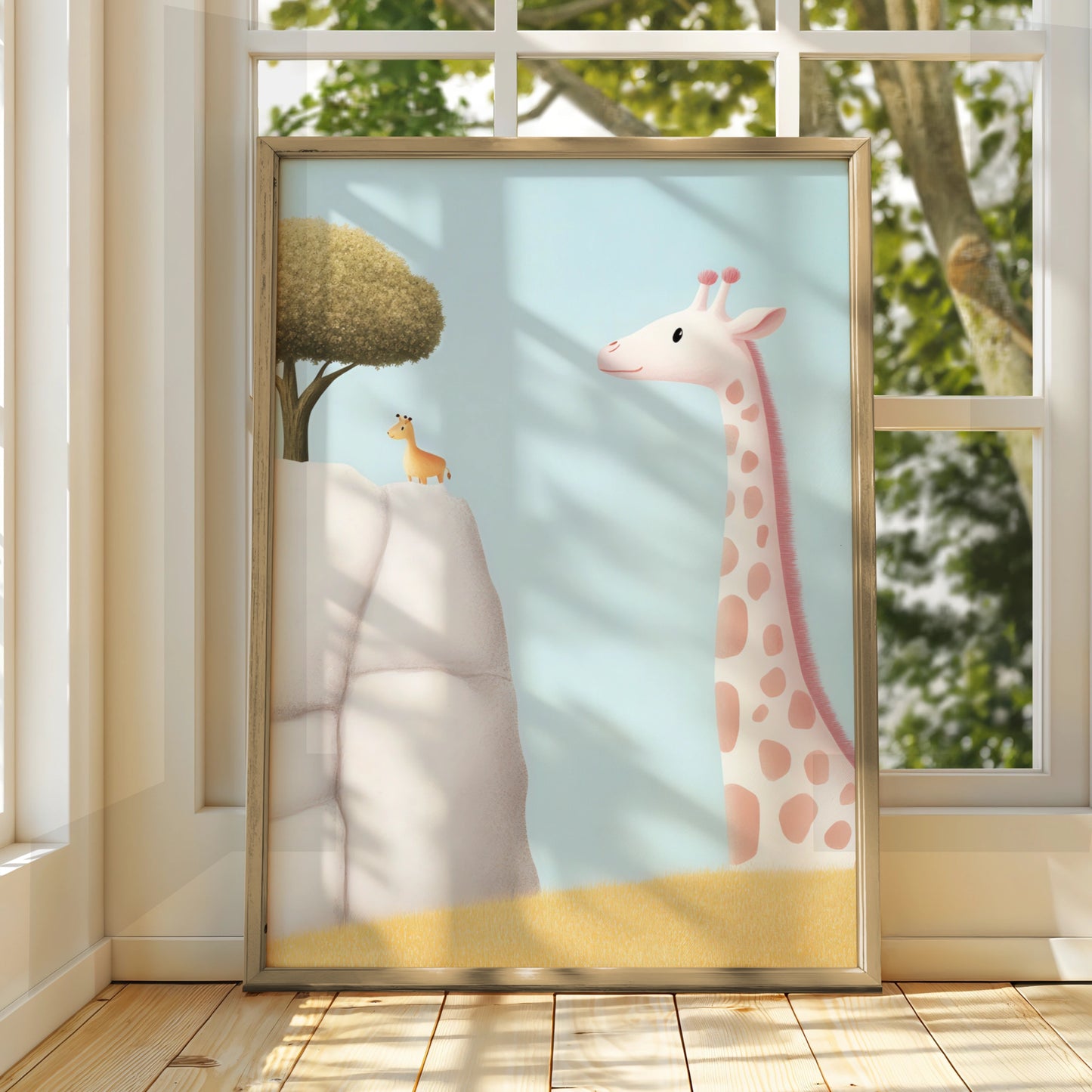 Giraffe Nursery Wall Art, Cute Safari Print, Baby Animal Poster, Kids Room Decor