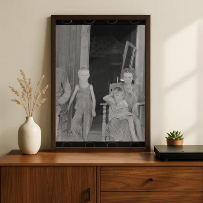 Vintage Depression Era Family Portrait Poster, 1930s Black and White Photography Print