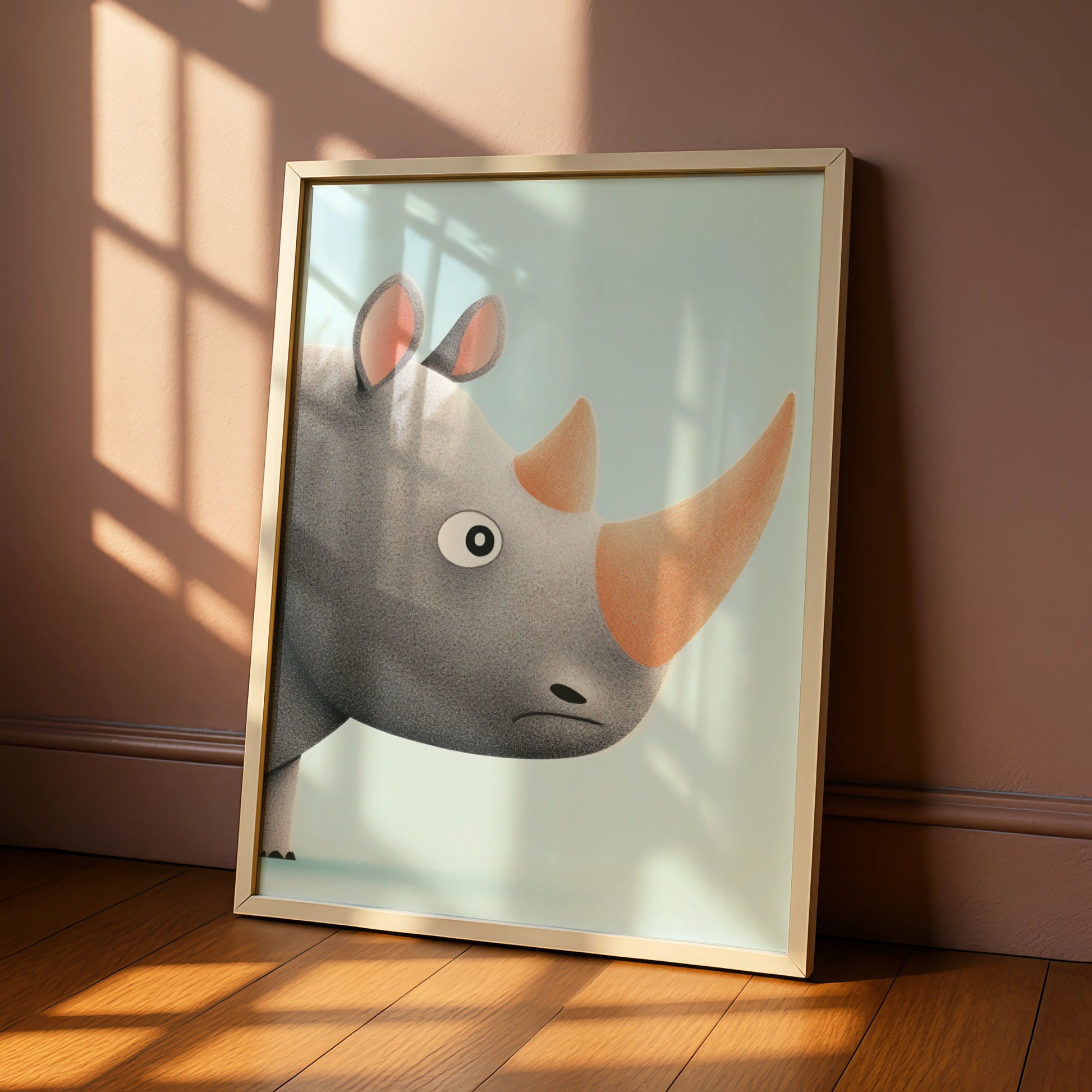 Rhino Nursery Wall Art, Cute Rhinoceros Print, Baby Animal Poster, Kids Room Decor