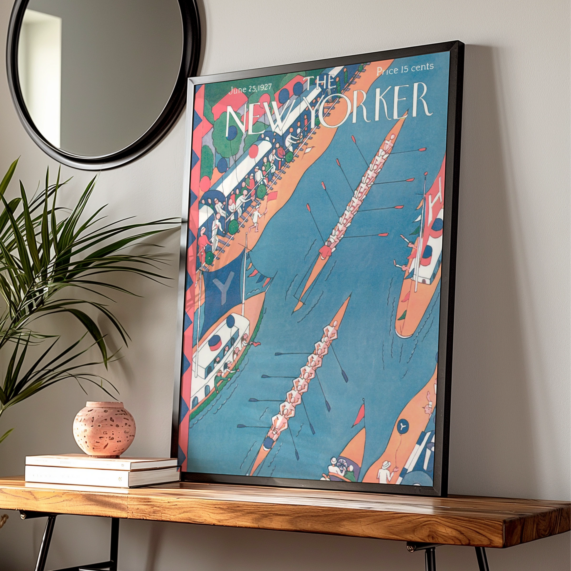 The New Yorker 1927 Rowing Race Cover Poster, Vintage Art Deco Wall Art Print