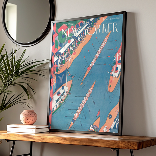 The New Yorker 1927 Rowing Race Cover Poster, Vintage Art Deco Wall Art Print