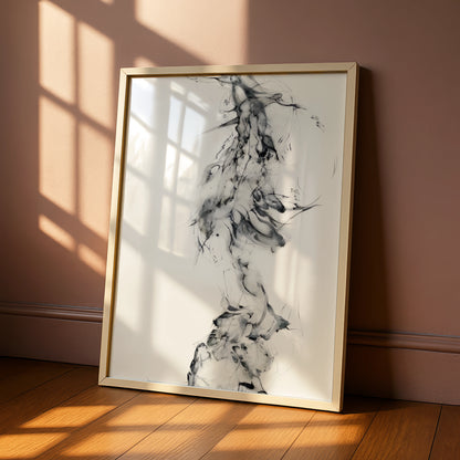 Abstract Ink Flow Monochrome Wall Art, Black and White Poster, Minimalist Print