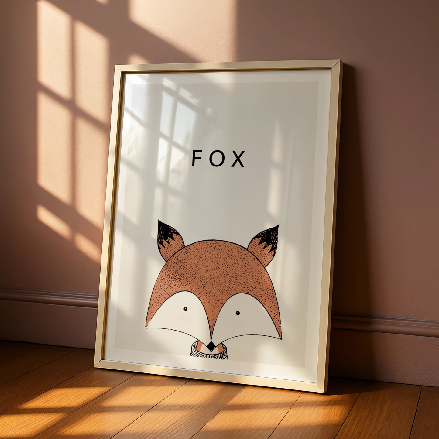 Fox Poster, Cute Animal Print, Minimalist Nursery Wall Art, Kids Room Woodland Decor