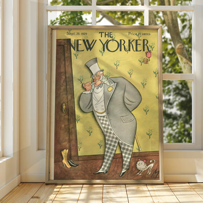 The New Yorker 1929 Cover Poster, Vintage Gentleman Top Hat Wall Art Print