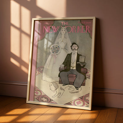 The New Yorker June 1927 Wedding Cover Poster, Vintage Bride Groom Wall Art Print