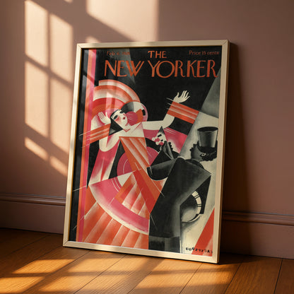 The New Yorker 1926 Art Deco Cover Poster, Vintage Flapper Dancing Print, Red