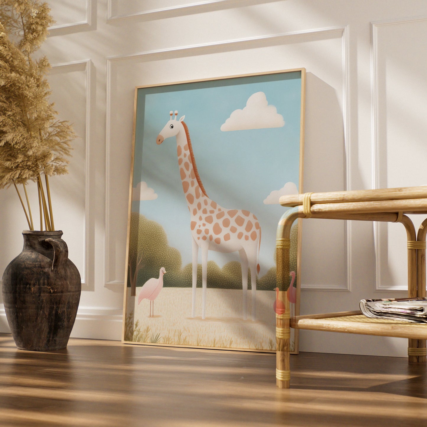 Giraffe Nursery Wall Art, Safari Animal Print, Cute Baby Room Poster, Boho Neutral Decor