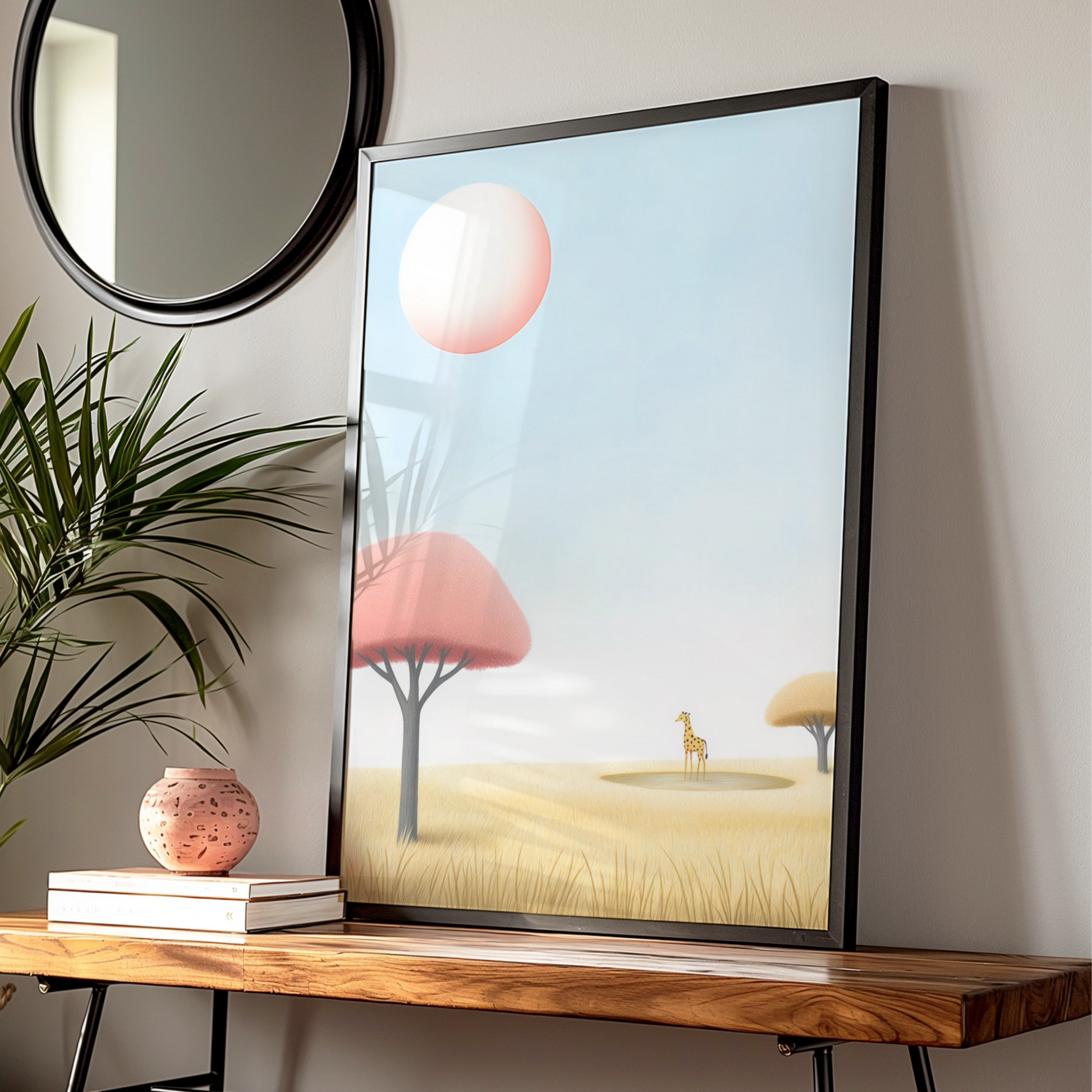 Giraffe Nursery Wall Art, Safari Animal Print, Pastel Kids Room Poster, Baby Girl Decor