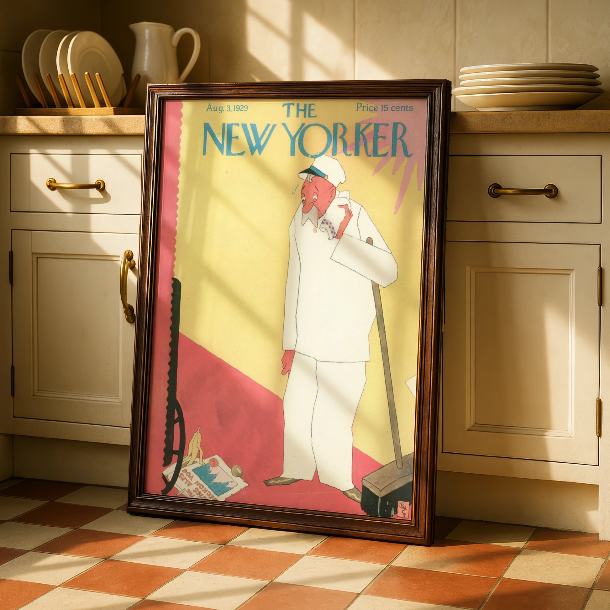 The New Yorker August 1929 Cover Poster, Vintage Janitor Art Print, Retro Wall Art