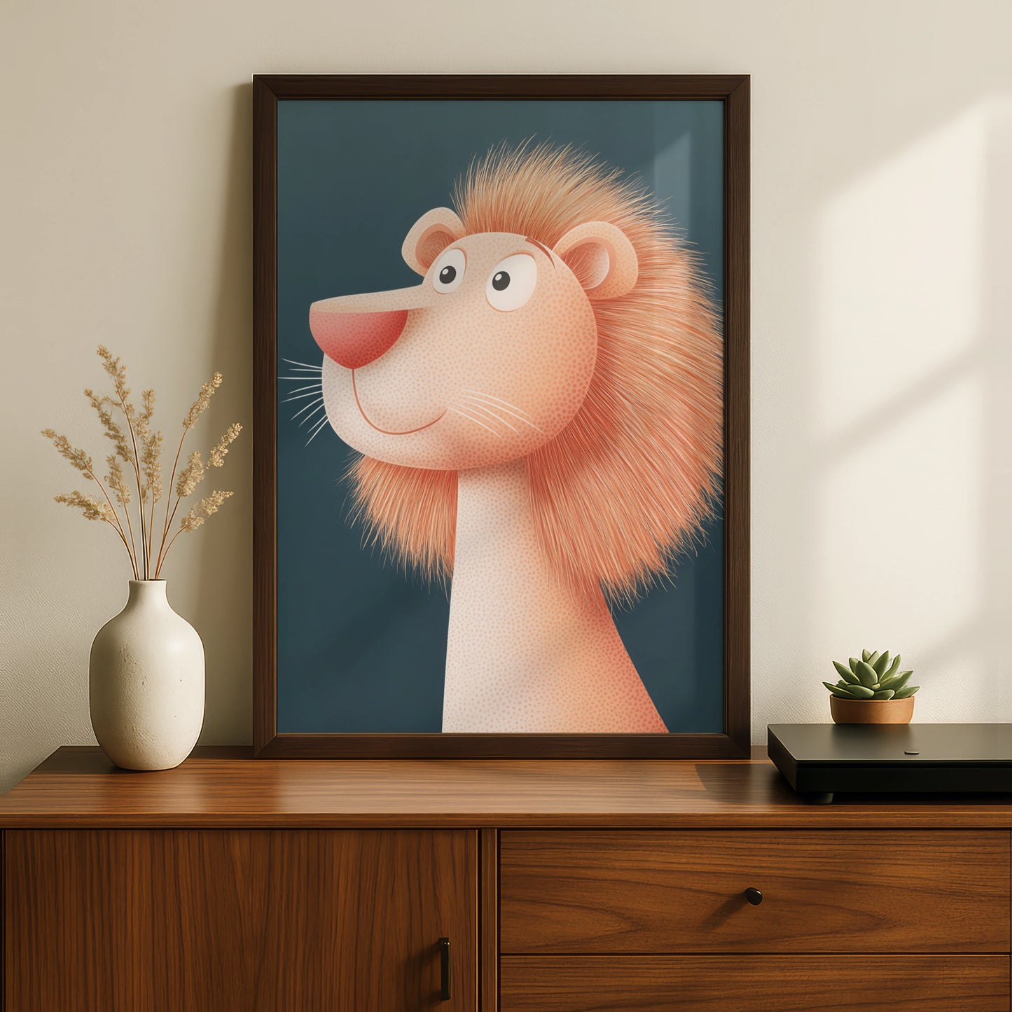 Lion Nursery Wall Art, Cute Lion Print, Baby Boy Room Poster, Kids Animal Decor