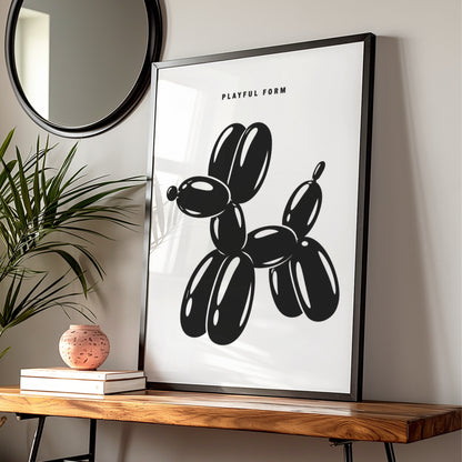 Balloon Dog Print, Monochrome Wall Art, Black and White Poster, Modern Gallery Wall