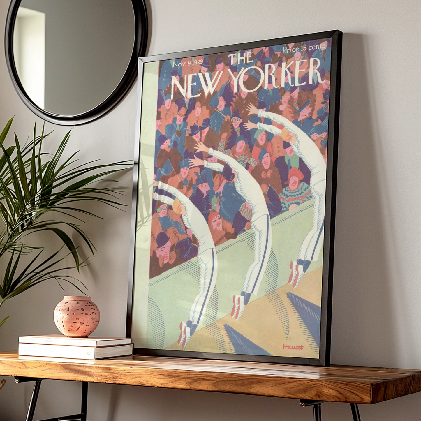 New Yorker 1929 Cover Poster, Vintage Art Deco Dancers, Crowd Scene Wall Art Print