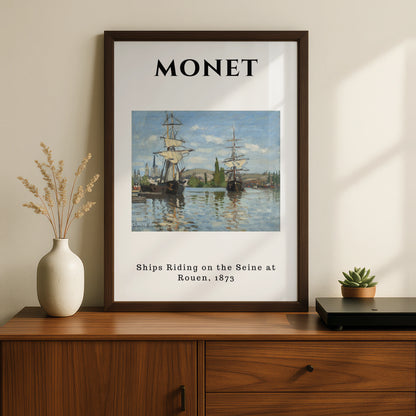 Monet Ships on the Seine Wall Art Print | Impressionist Sailing Poster, Living Room Decor – product image 2