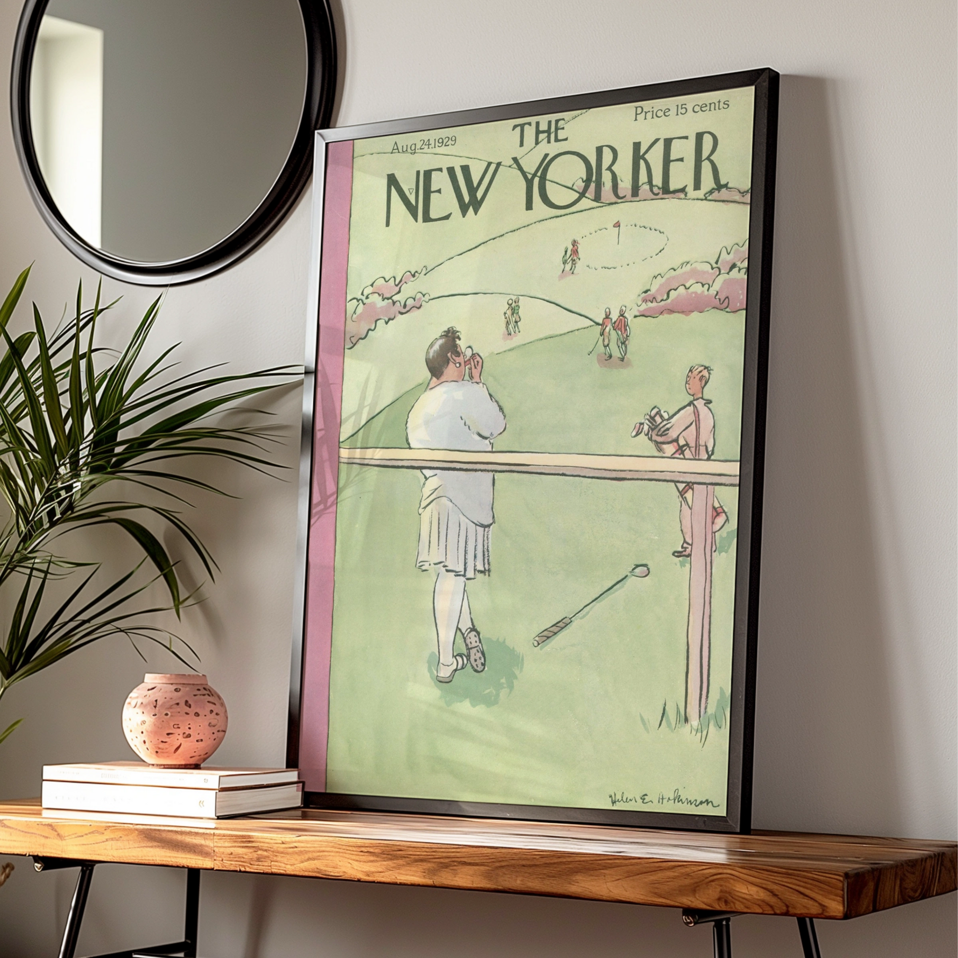 The New Yorker August 1929 Golf Cover Art Poster, Vintage Magazine Wall Print