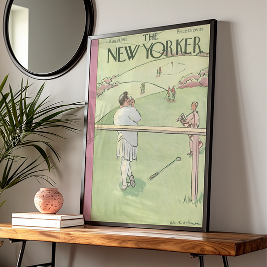The New Yorker August 1929 Golf Cover Art Poster, Vintage Magazine Wall Print