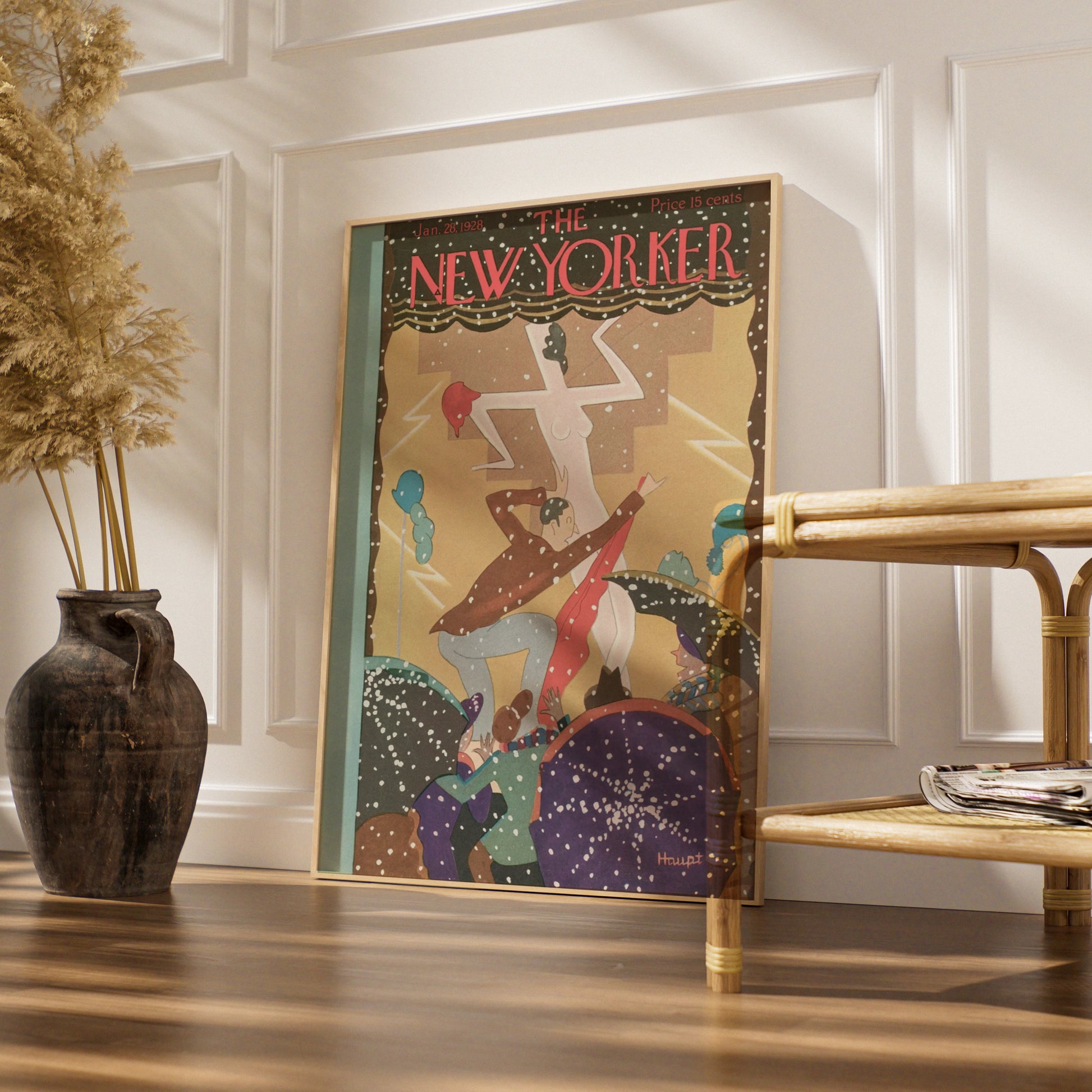 The New Yorker January 1928 Cover Poster, Art Deco Dancing Print, Vintage Wall Art