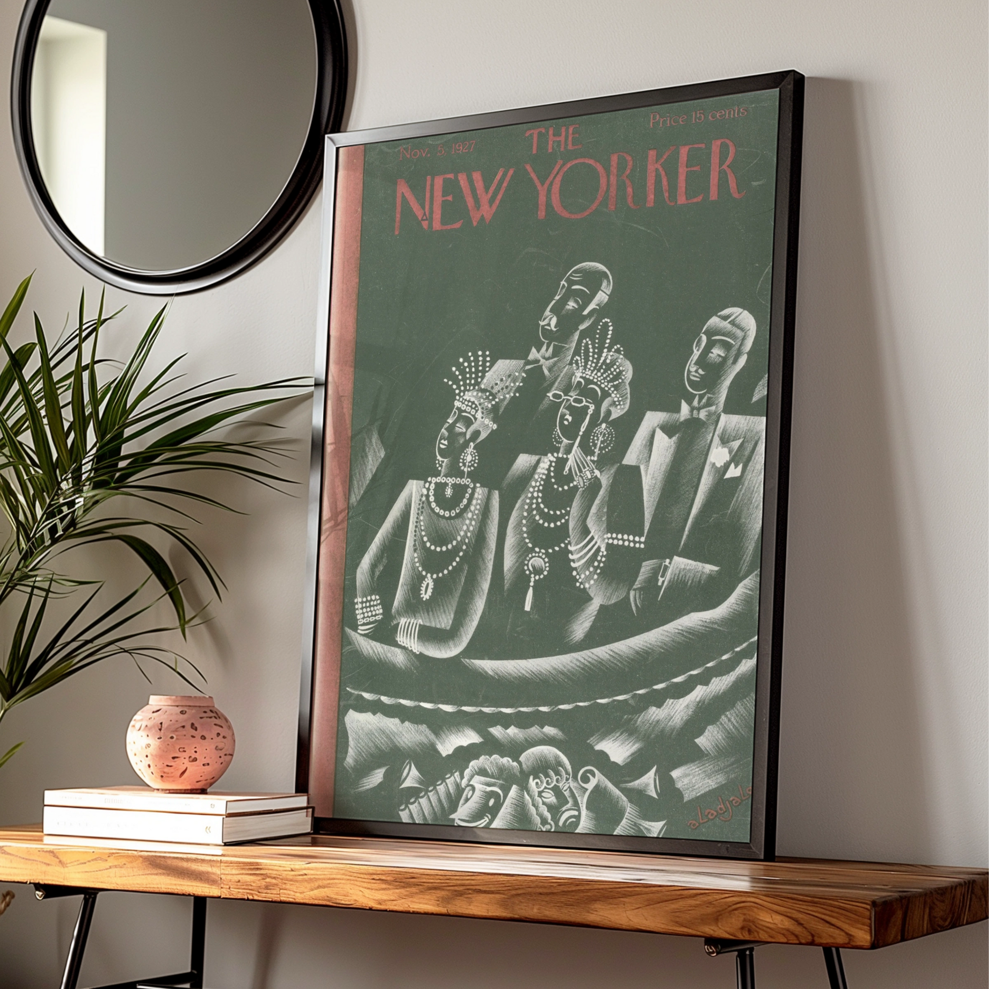 The New Yorker 1927 Art Deco Cover Poster, Vintage Jazz Age Theatre Wall Art Print