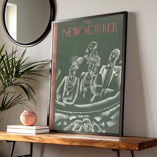 The New Yorker 1927 Art Deco Cover Poster, Vintage Jazz Age Theatre Wall Art Print