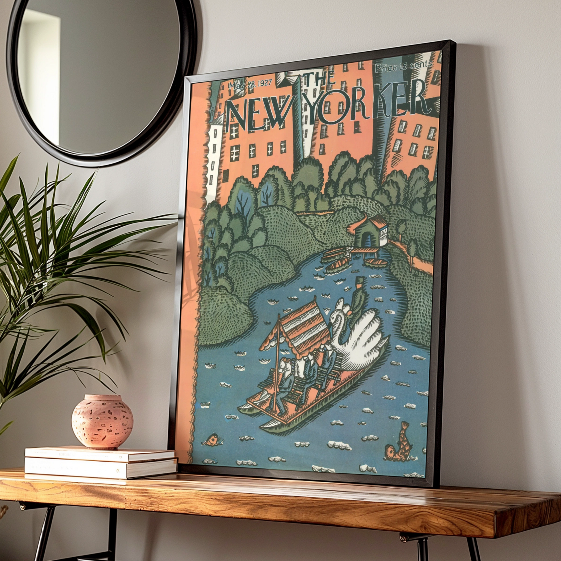 New Yorker Cover May 1927, Central Park Lake Poster, Vintage NYC Wall Art Print