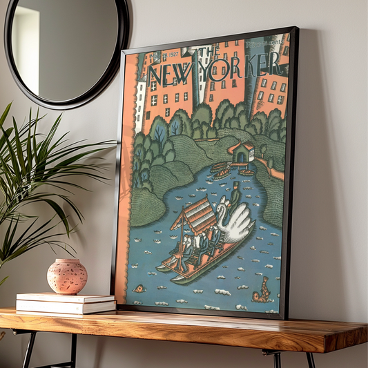 New Yorker Cover May 1927, Central Park Lake Poster, Vintage NYC Wall Art Print