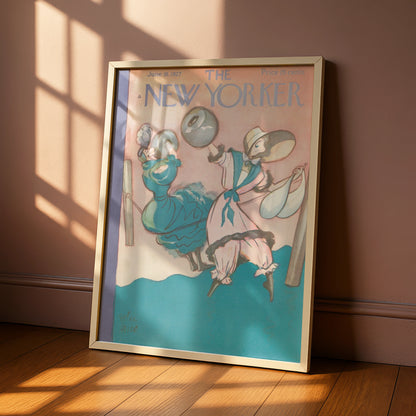 The New Yorker June 1927 Vintage Cover Poster, Women Beach Ball Art Print