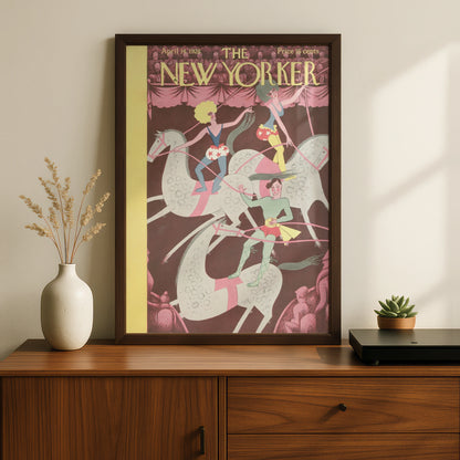 The New Yorker Circus Poster, April 1928 Vintage Cover Art, Acrobat Horse Print