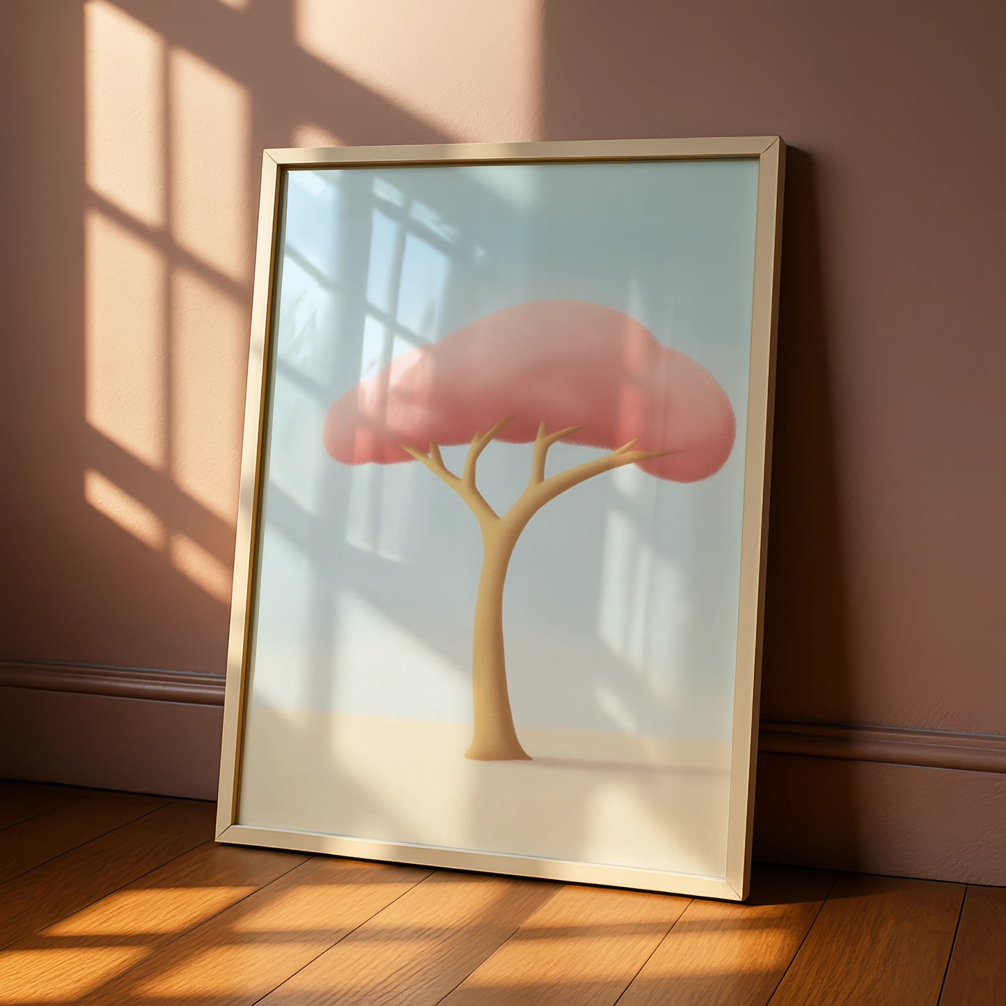 Pink Tree Nursery Wall Art, Pastel Baby Room Poster, Minimalist Kids Print, Cute Toddler Decor