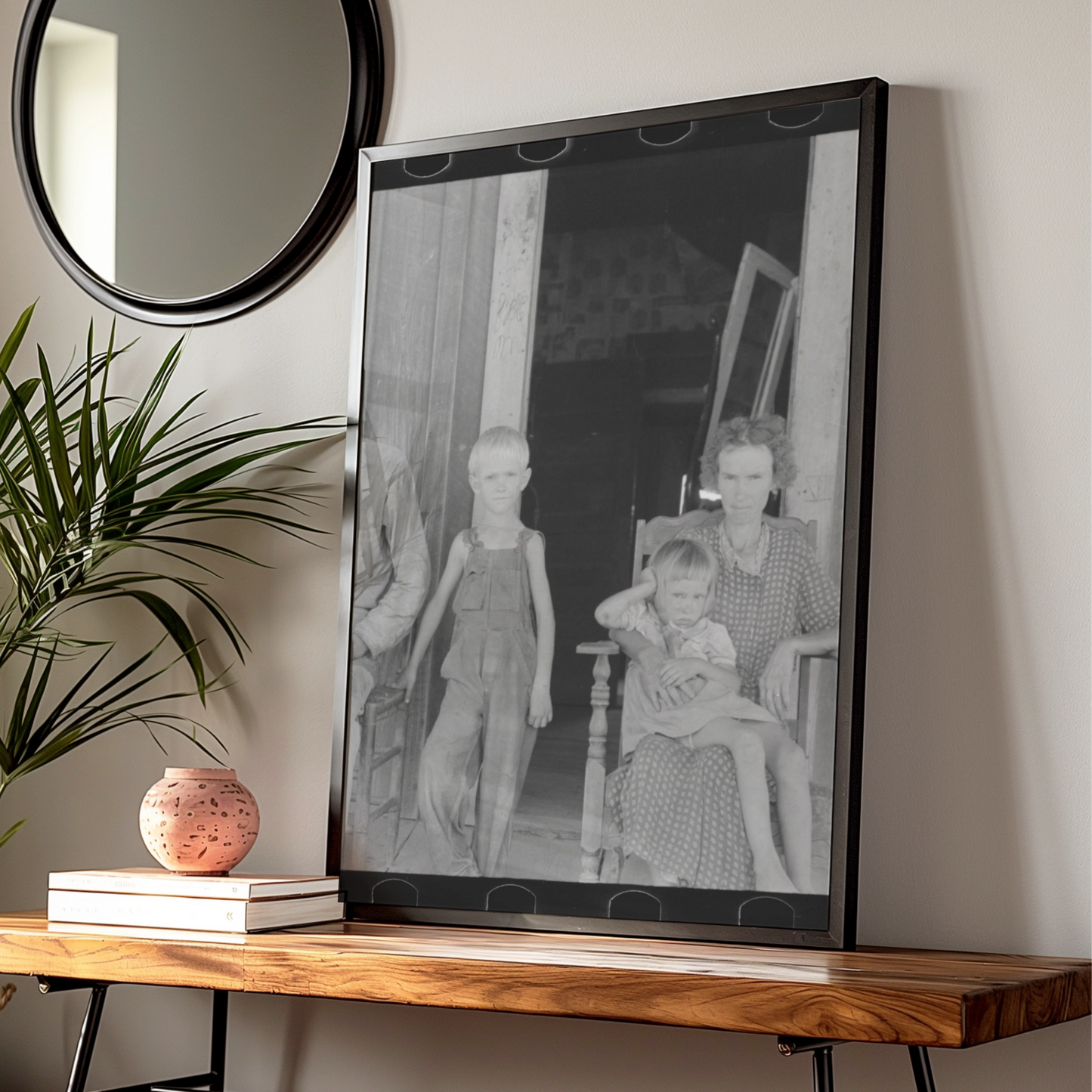 Vintage Depression Era Family Portrait Poster, 1930s Black and White Photography Print