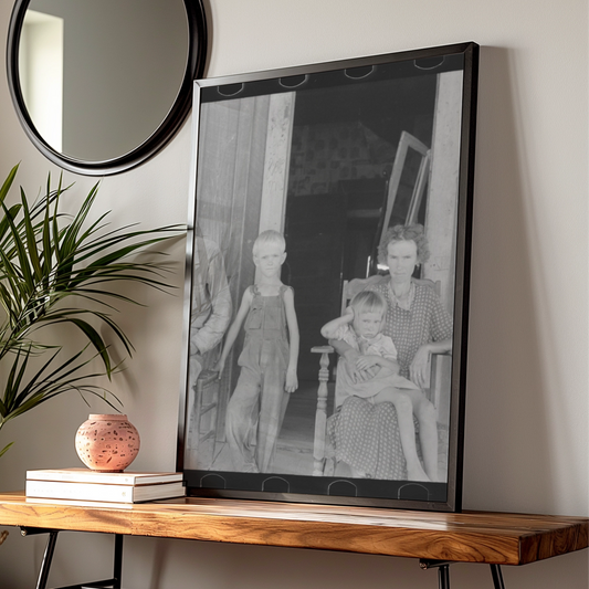 Vintage Depression Era Family Portrait Poster, 1930s Black and White Photography Print