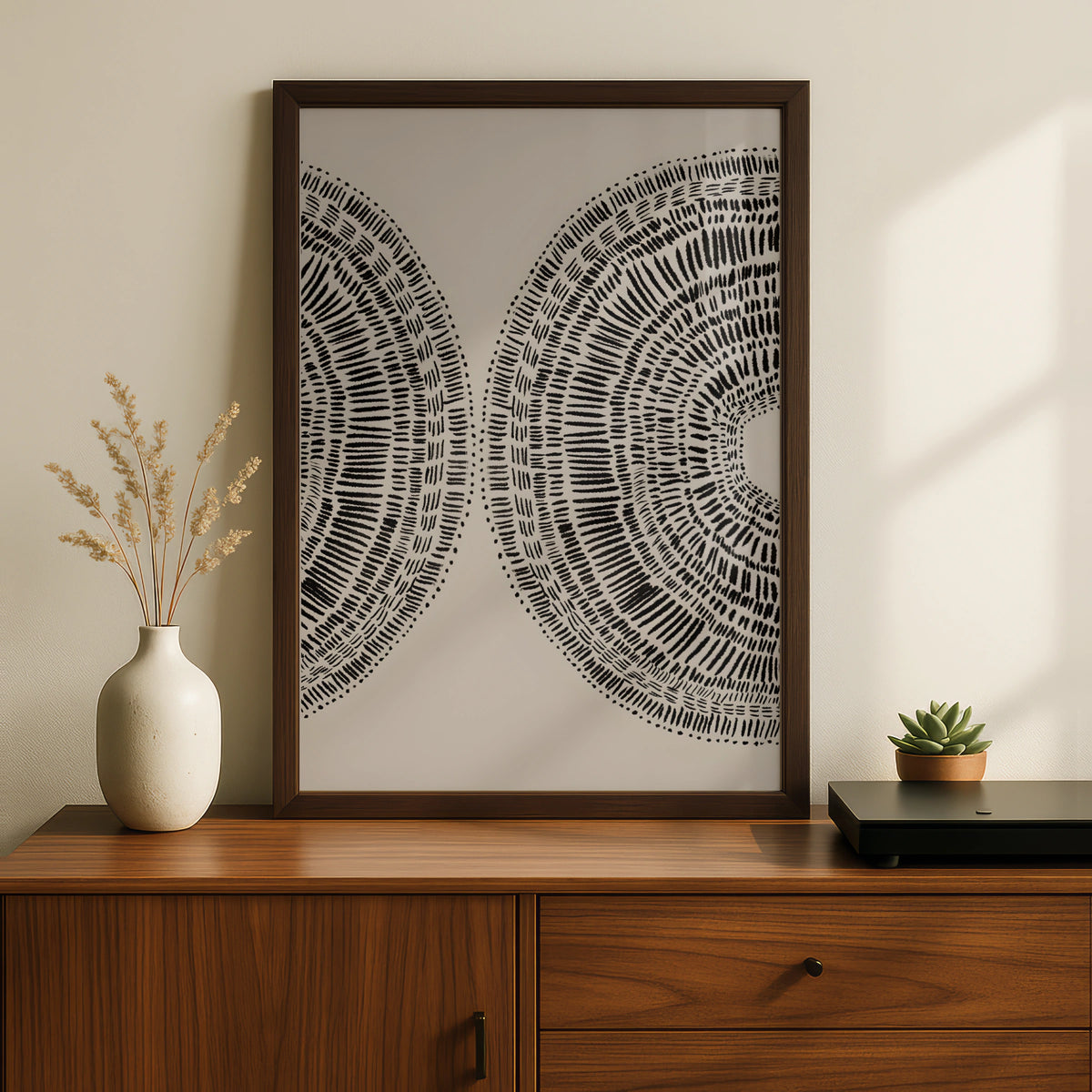 Abstract Circle Mark Making Print, Monochrome Wall Art, Neutral Modern Poster, Gallery Wall Decor