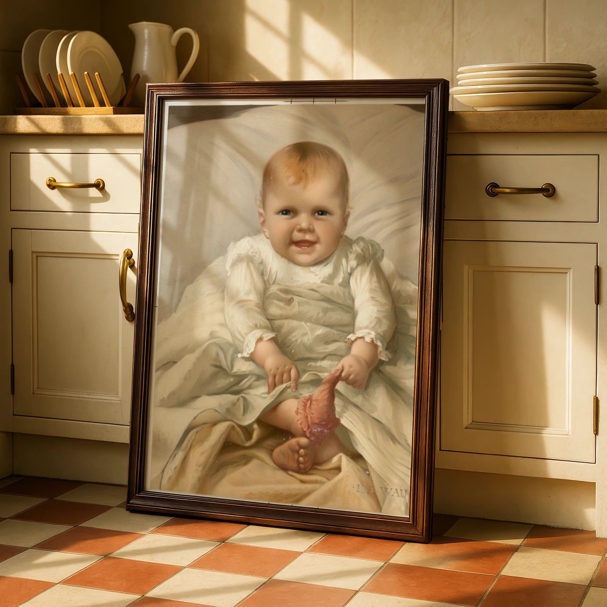 Creepy Victorian Baby Halloween Art Print, Spooky Vintage Portrait Poster, Dark Humour Wall Art