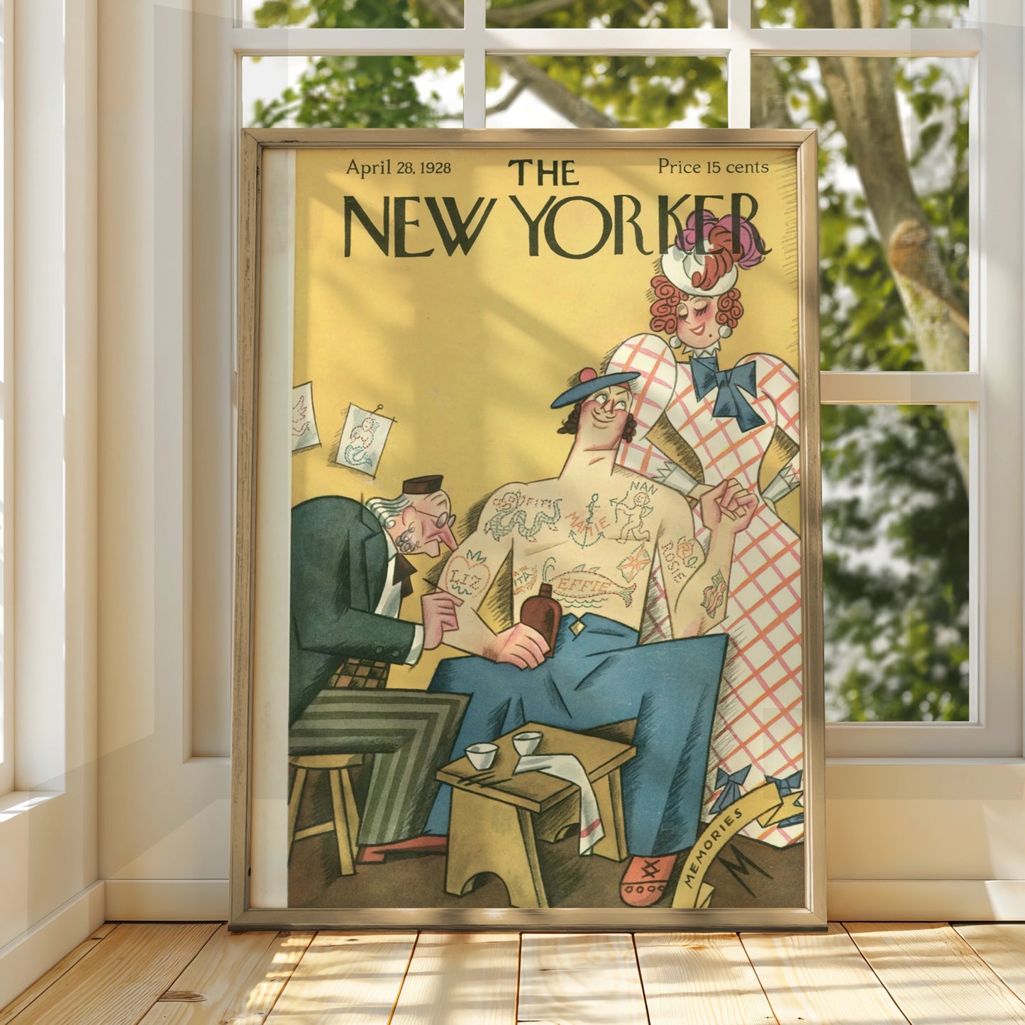 New Yorker Cover April 1928 Tattoo Parlour Art Poster, Vintage Humour Wall Print