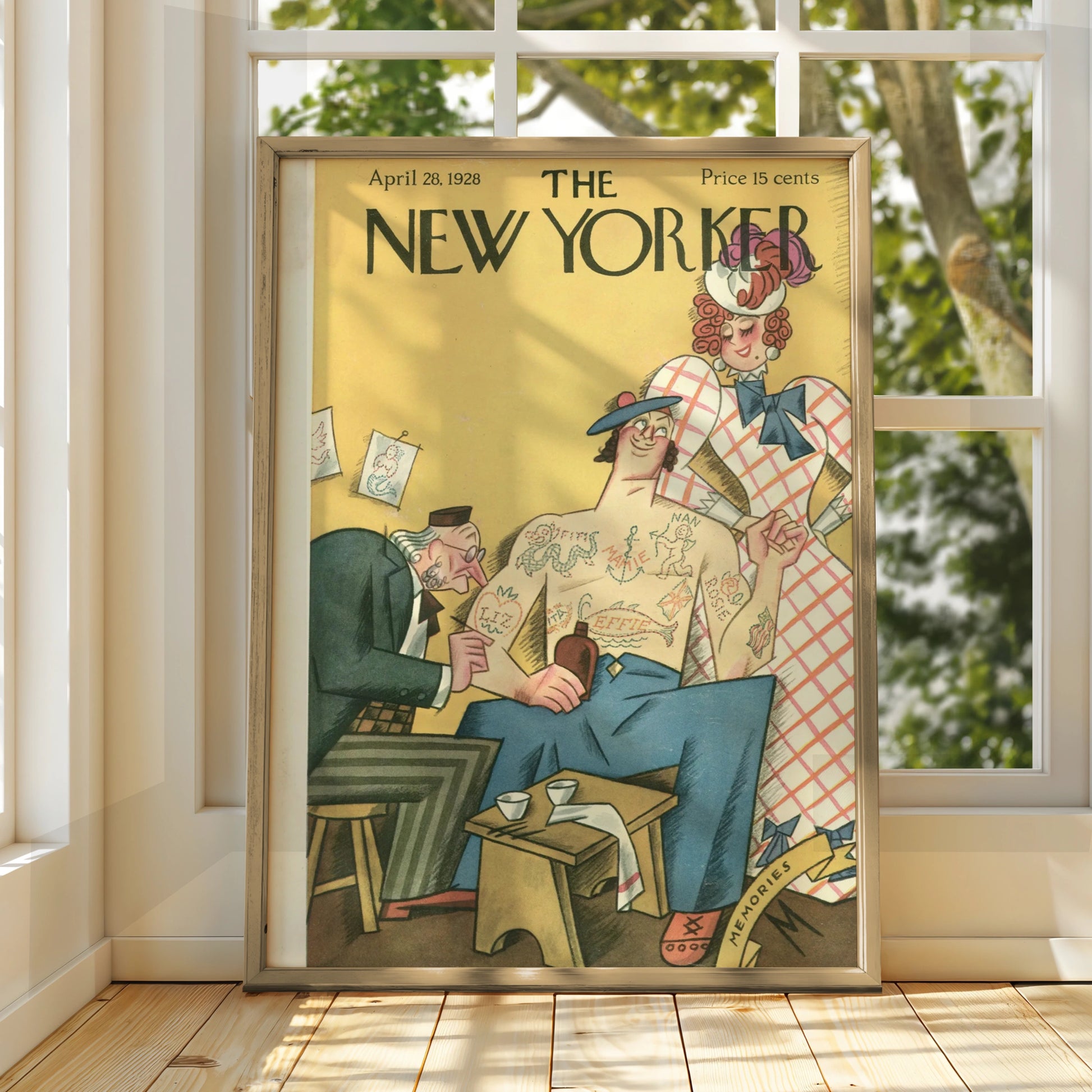 New Yorker Cover April 1928 Tattoo Parlour Art Poster, Vintage Humour Wall Print