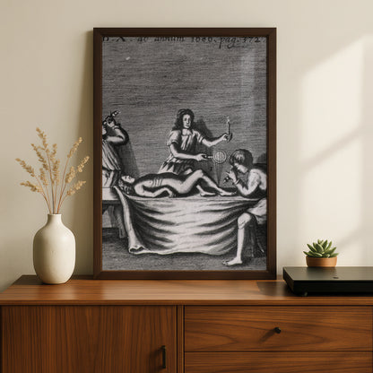 Halloween Occult Ritual Art Print, Vintage Dark Engraving Poster, Gothic Wall Art