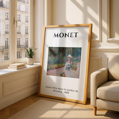 Monet Impressionist Wall Art Print | Girl in Garden Giverny, Vintage Floral Poster – product image 4