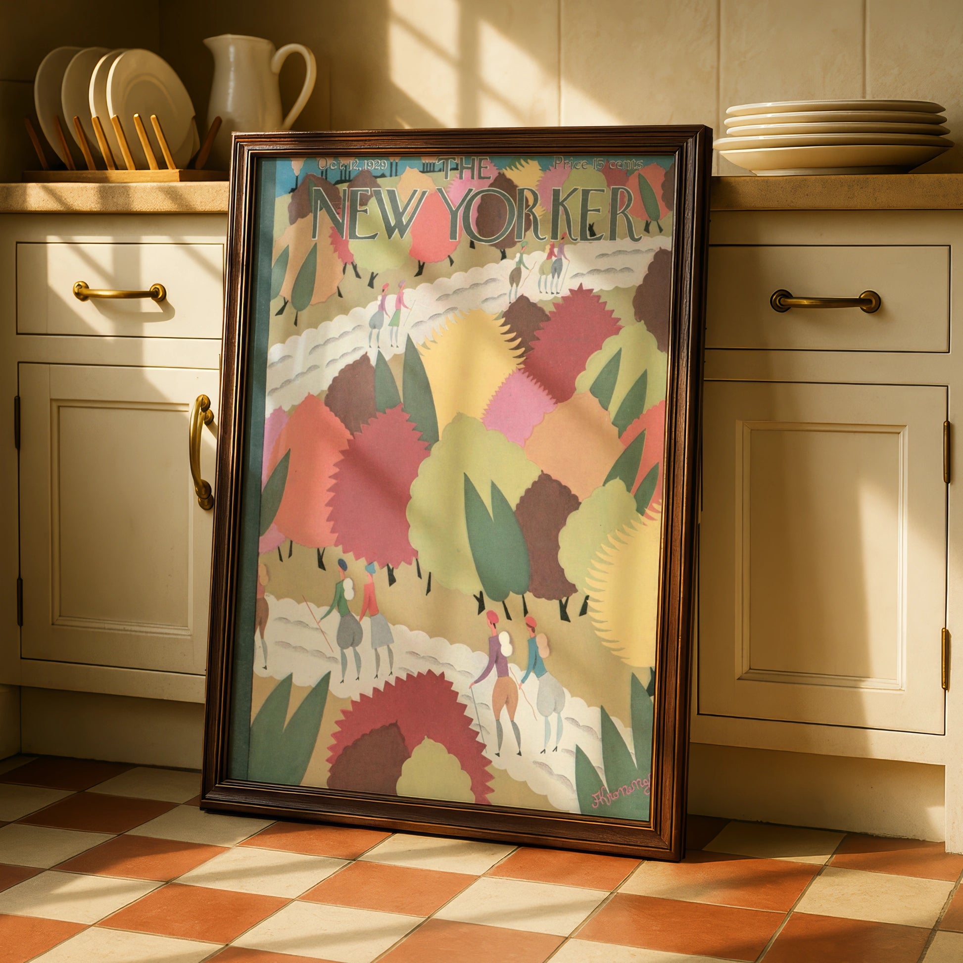 New Yorker 1929 Autumn Park Poster, Vintage Art Deco Cover Print, Fall Wall Art