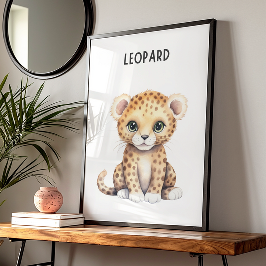 Leopard Nursery Wall Art, Baby Animal Print, Safari Poster for Kids Room Decor