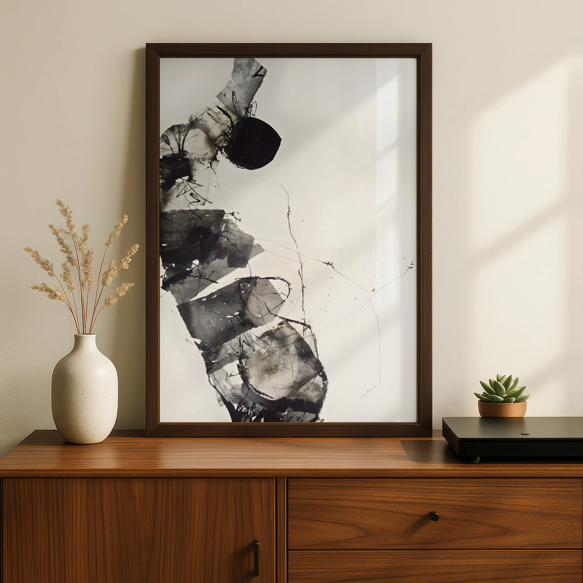 Abstract Ink Art Print, Modern Monochrome Wall Art, Black White Contemporary Poster, Gallery Wall