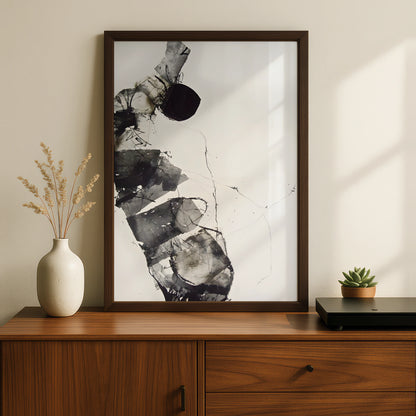 Abstract Ink Art Print, Modern Monochrome Wall Art, Black White Contemporary Poster, Gallery Wall