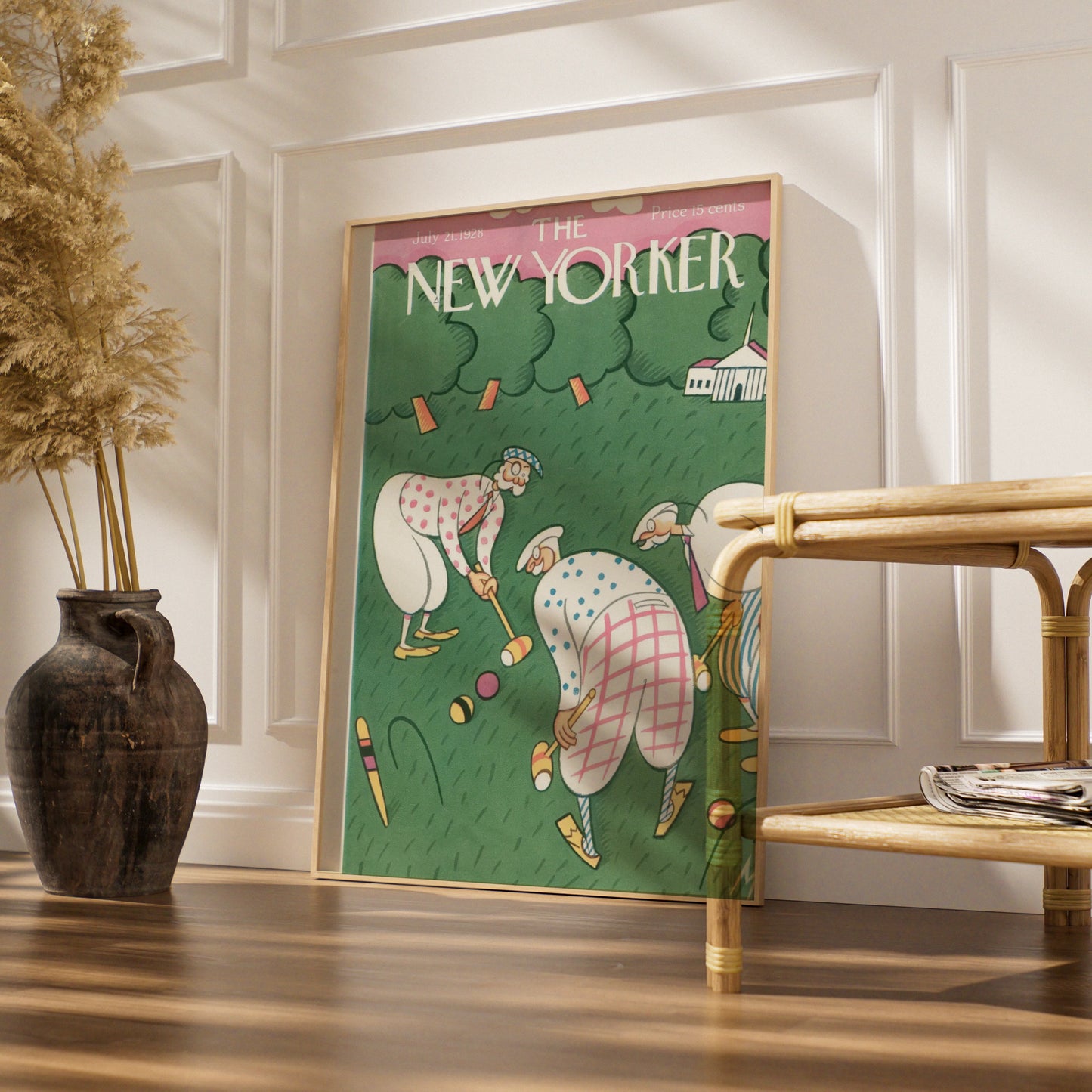 The New Yorker July 1928 Croquet Poster, Vintage Magazine Cover Wall Art Print