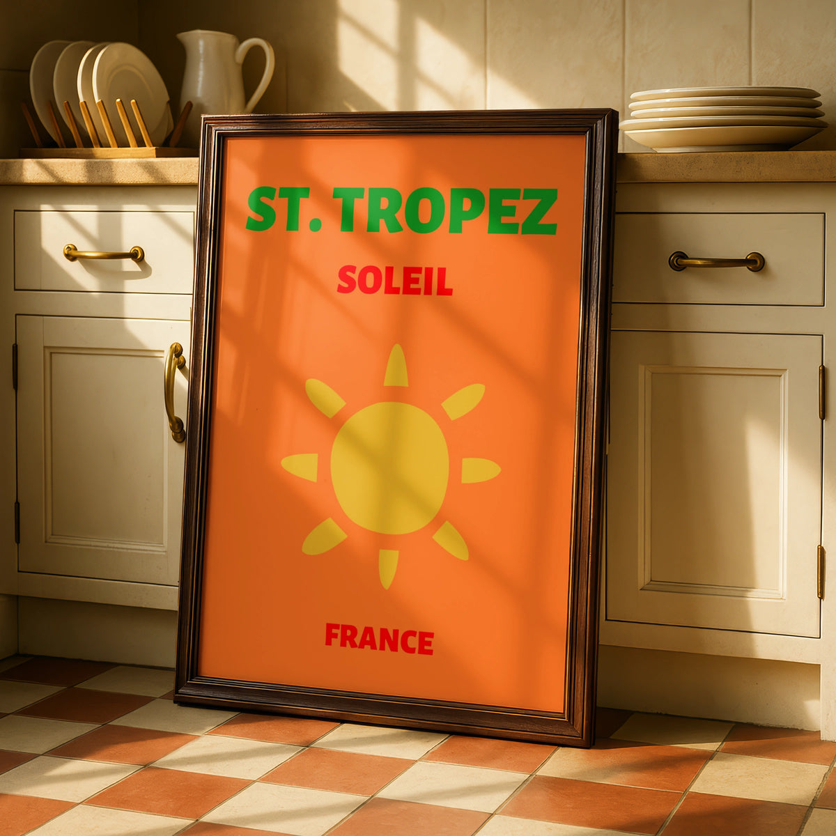 St Tropez Travel Poster, France Retro Wall Art, Cote d'Azur Sun Print, Bold Vintage