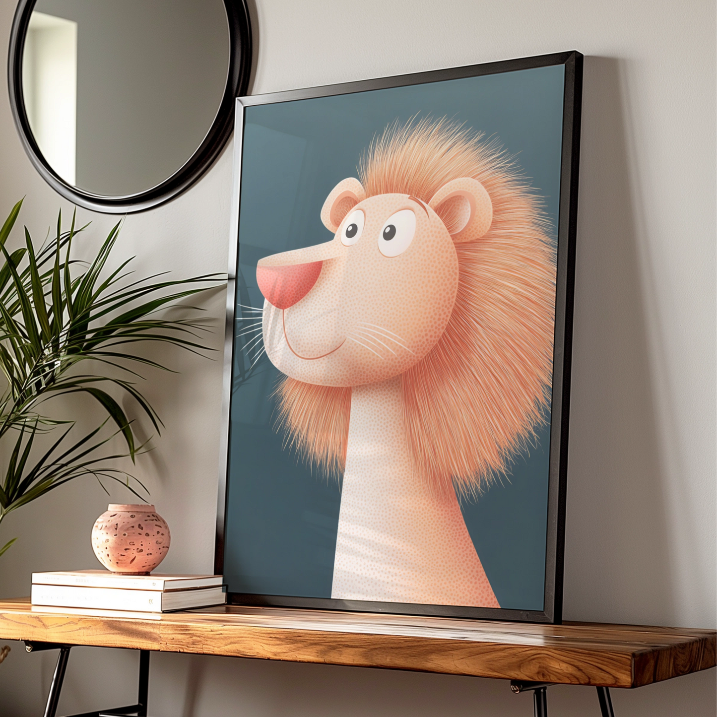 Lion Nursery Wall Art, Cute Lion Print, Baby Boy Room Poster, Kids Animal Decor