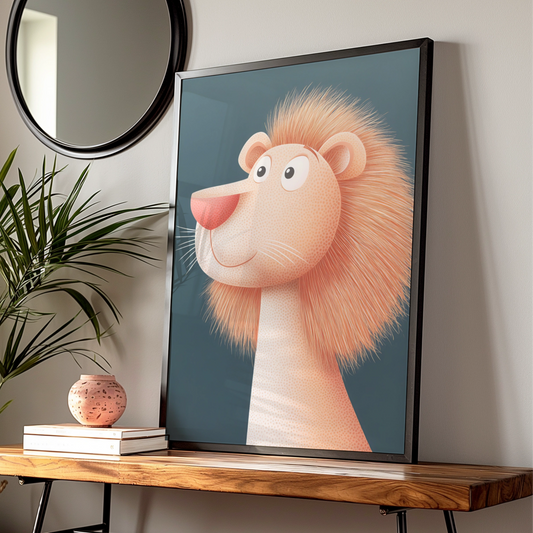 Lion Nursery Wall Art, Cute Lion Print, Baby Boy Room Poster, Kids Animal Decor