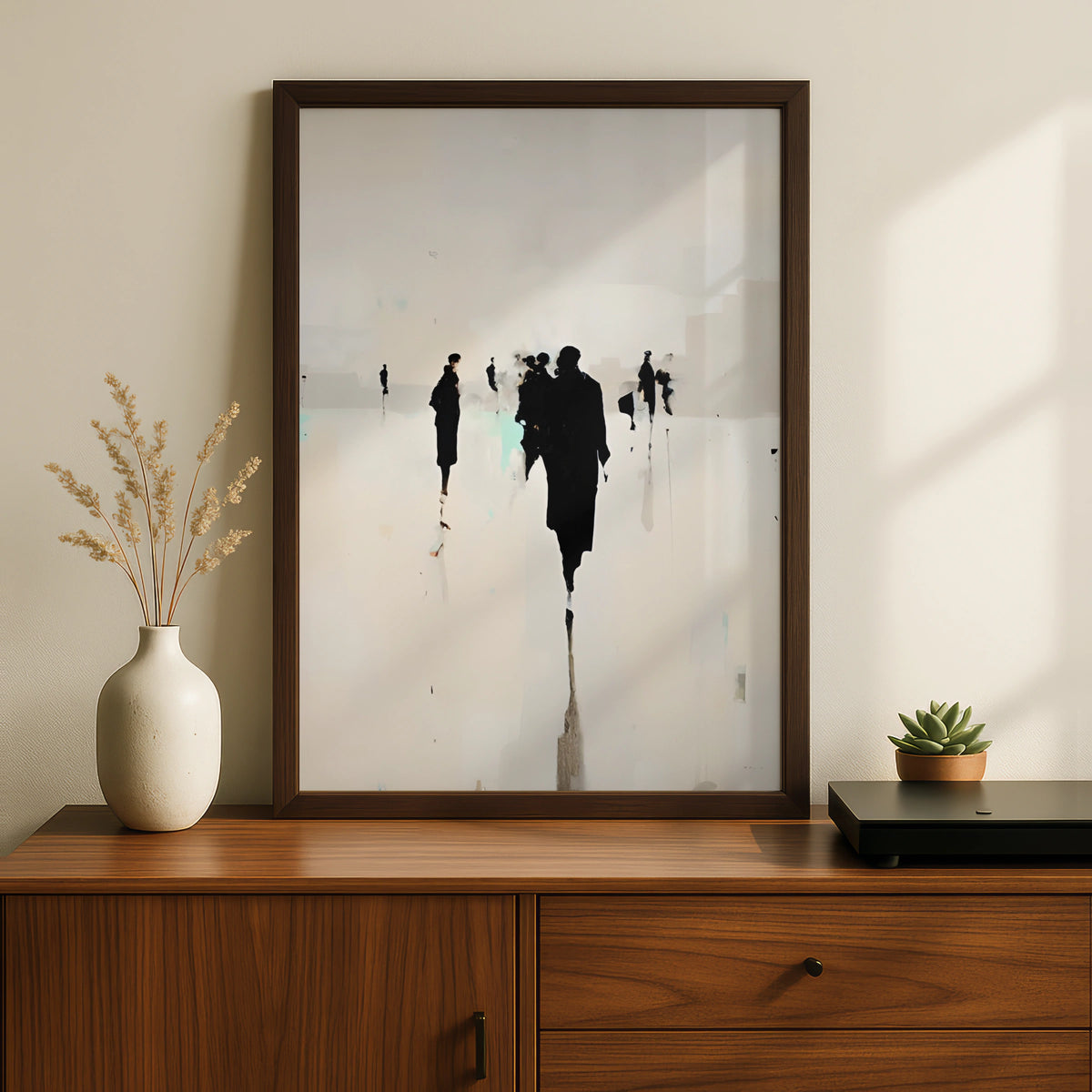 Abstract Figure Silhouette Print, Monochrome Wall Art, Modern Black White Poster, Contemporary Art
